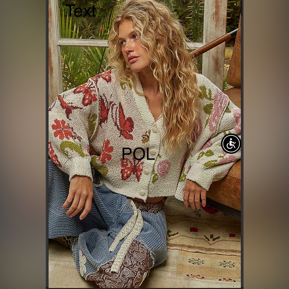 BP217-4🌸POL pretty cream+ multi butterfly cardi in soft berber4 desk2date fun! - Picture 3 of 8